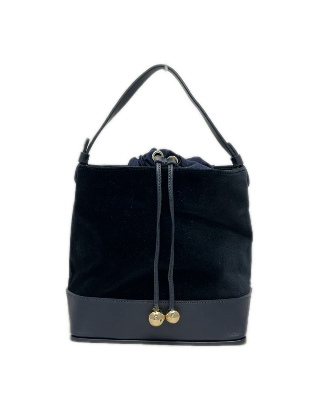 Max Mara Weekend Handbag Pasticino Dark Navy Drawstring Leather